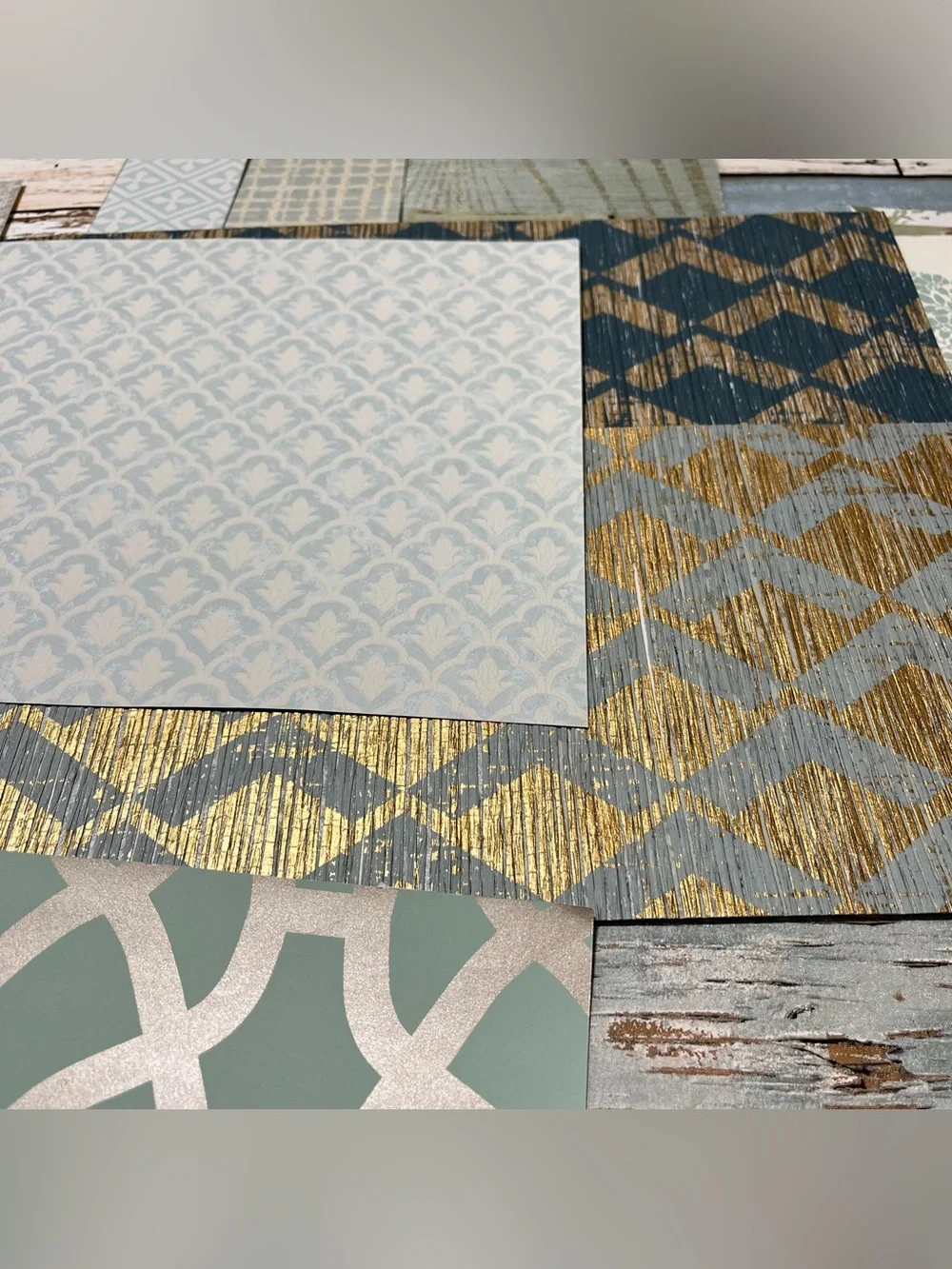 24 Assorted Designer Sample Pack - Blue, Teal, Green Patterned Wallpaper Lot